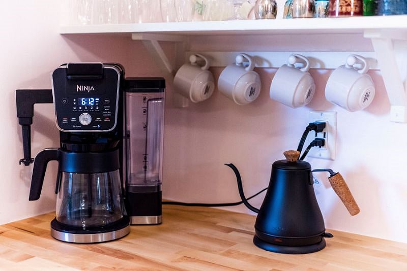 Make your coffee here with the Ninja coffee maker, with Keurig capabilities and tea in the hot water kettle.