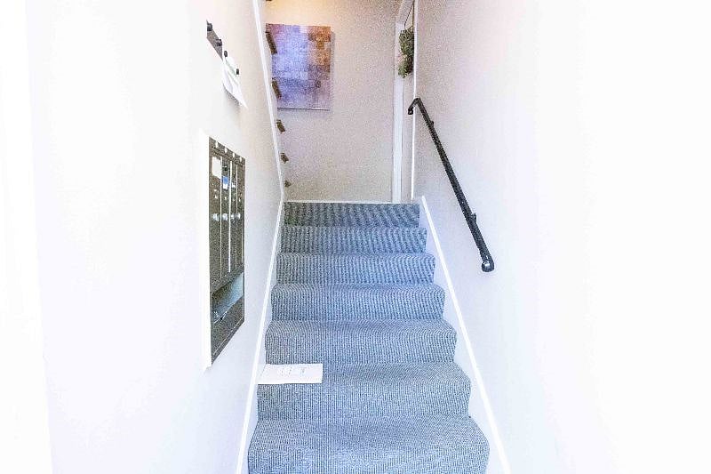 These are the steps one must walk up in order to access the unit. 