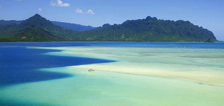 Kaneohe Sandbar - 20 minutes away. Raised strip exposed at low tide, drawing day charters for snorkeling, swimming & turtle spotting.