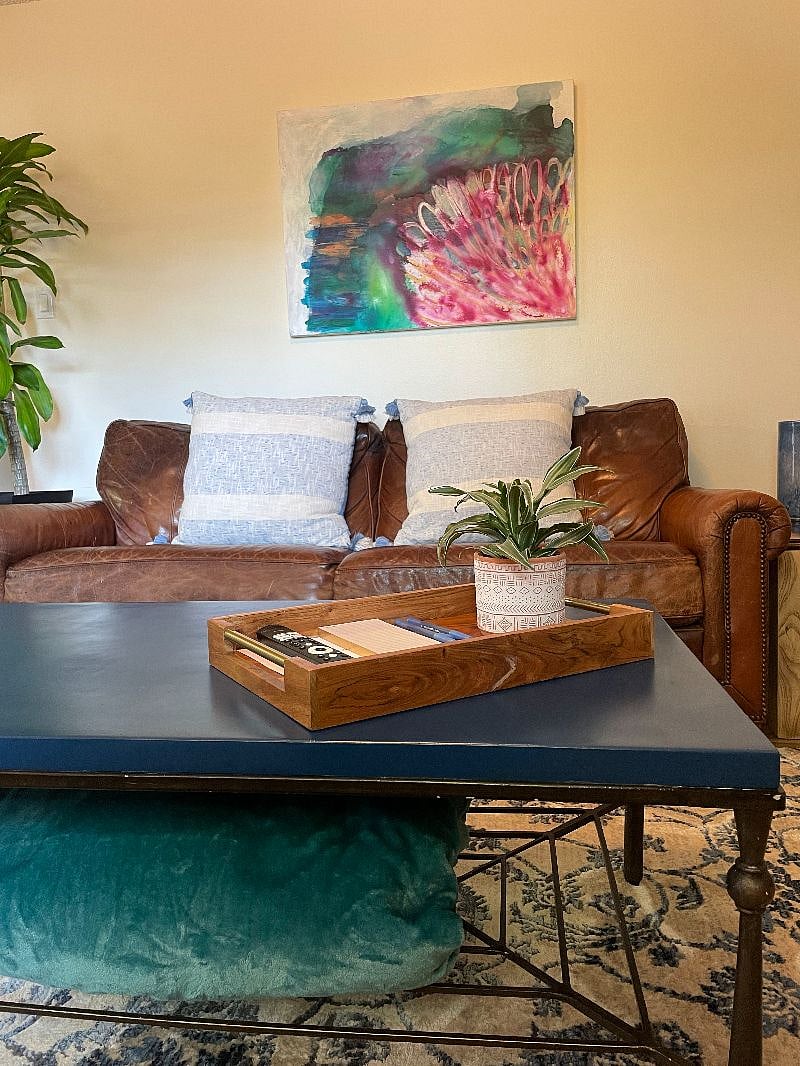 Living room leather sofa