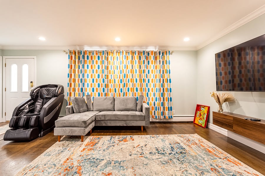 Bright living room seating area