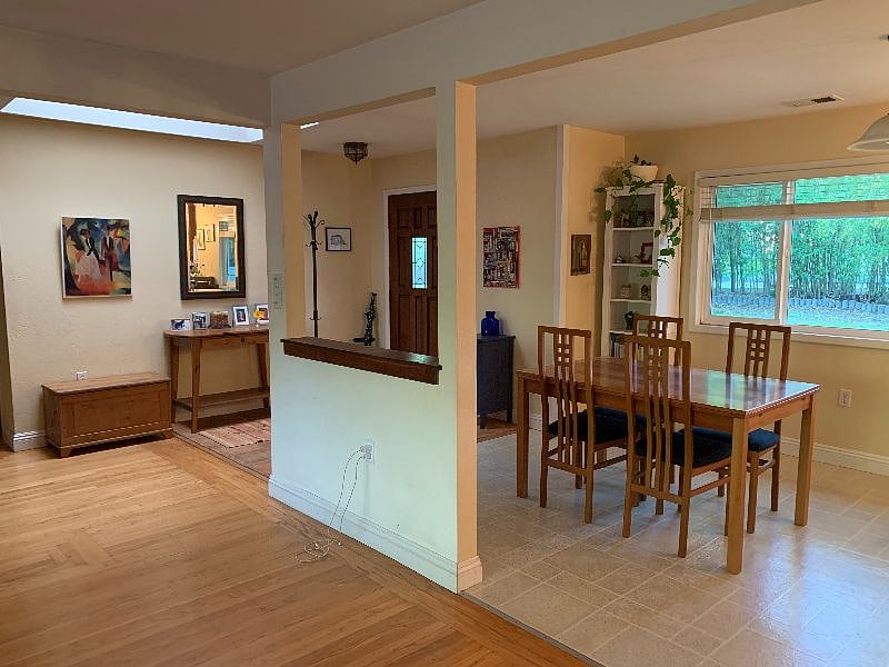 view from living room to dining room
