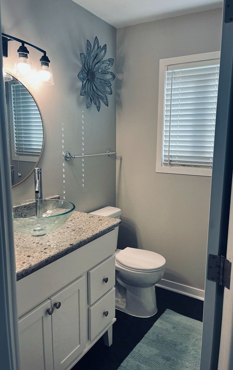 On the second floor, there's a full-size bathroom with a tub/shower for convenience.