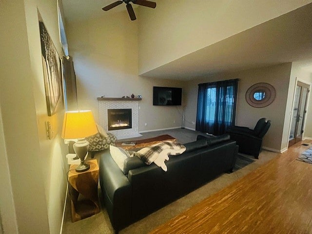 The living room has a large smart TV and a gas fireplace for a cozy atmosphere on cold winter days.