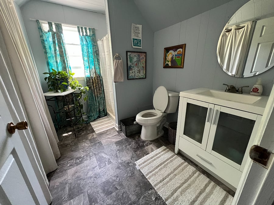 bathroom with small shower