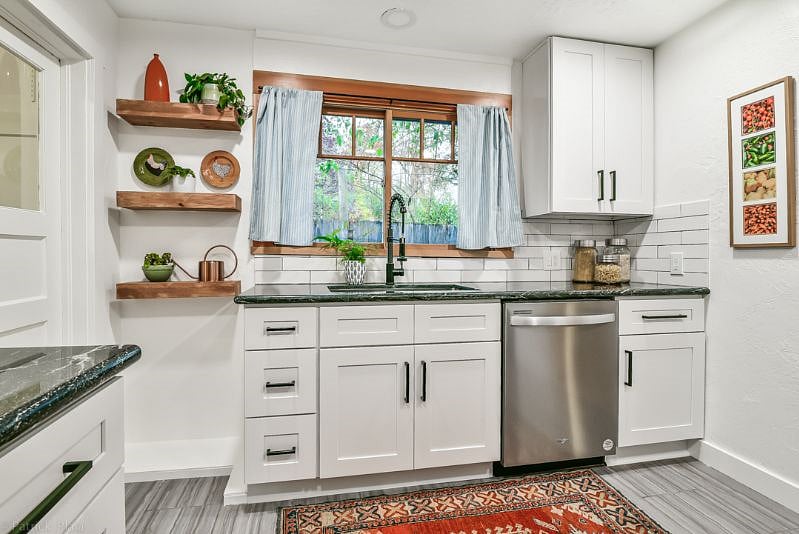Kitchen equipped with some coffee/tea/sugar and a few things to get your stay started.