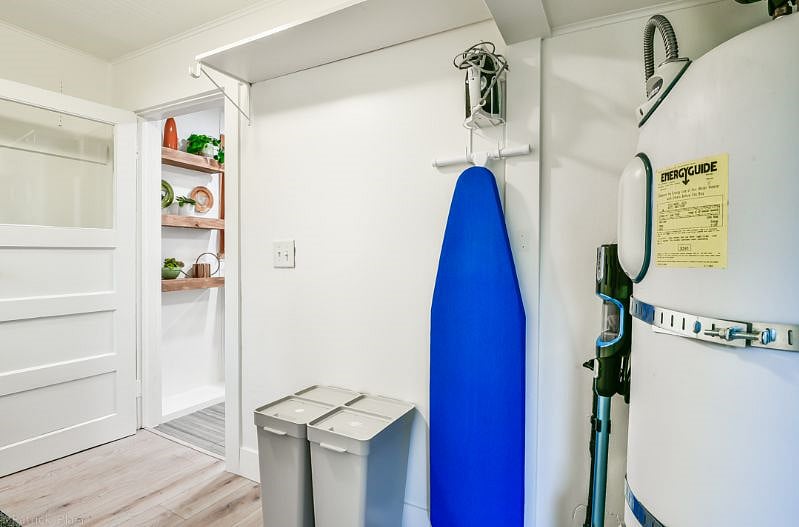 Laundry room is just off the kitchen.