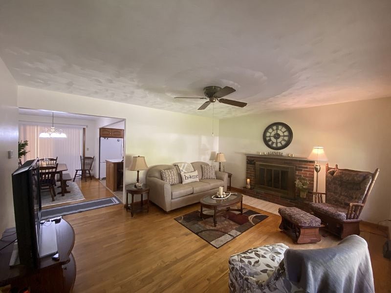 View from front door into Living Room and Dining Room