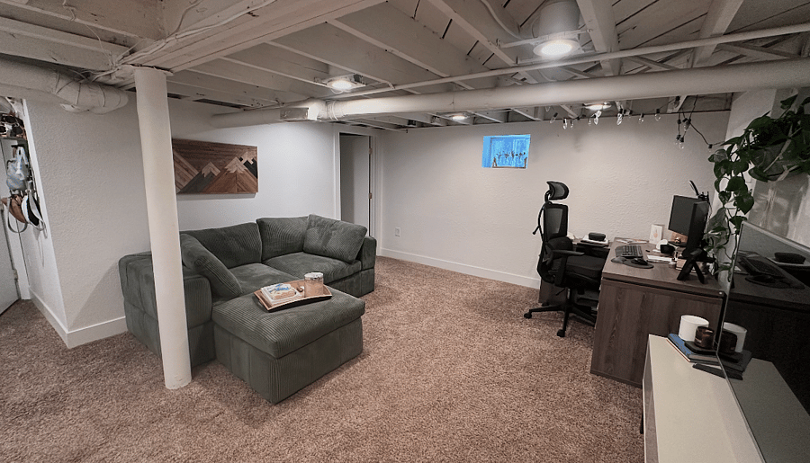 Downstairs living space, desk/chair not included
