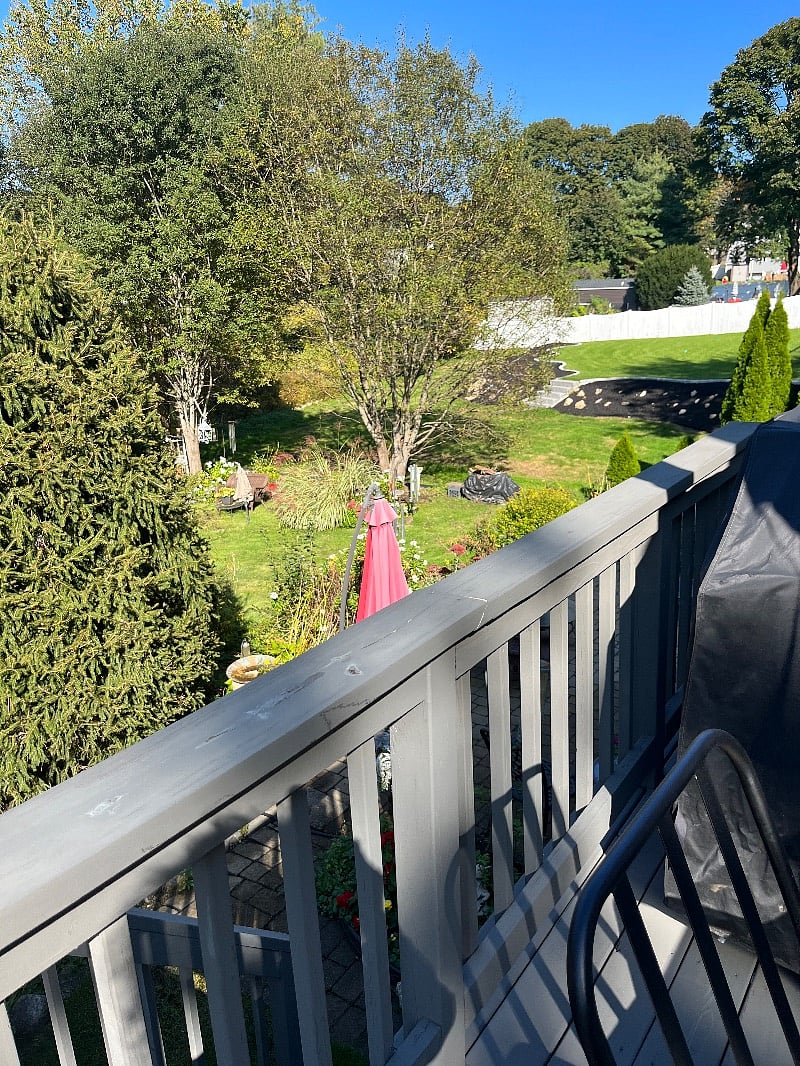 Deck overlooking the garden area.