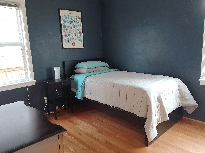Second bedroom, which can be set up in different ways -- as shown, as an office, or a nursery.