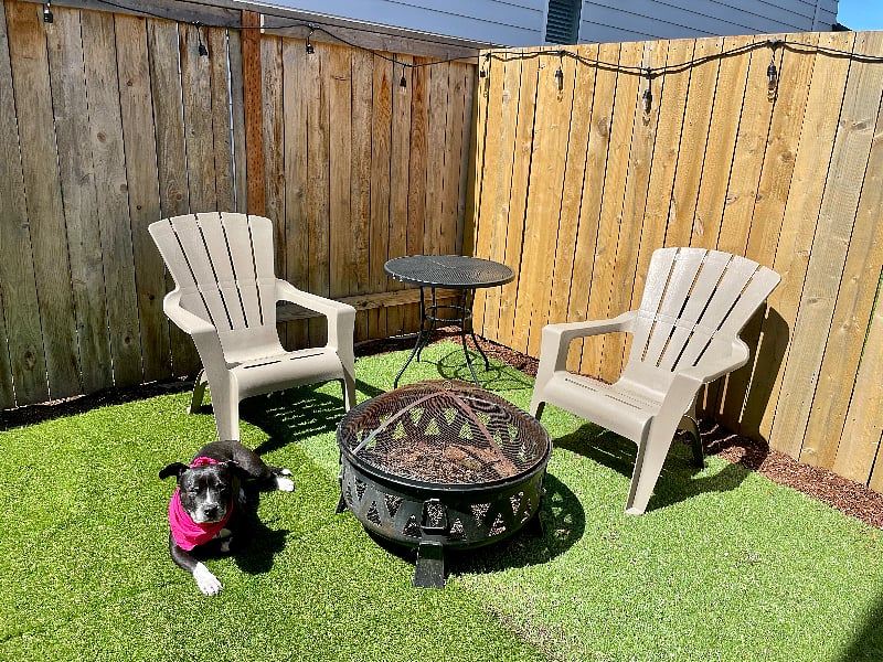 Outside lounge area with fire pit