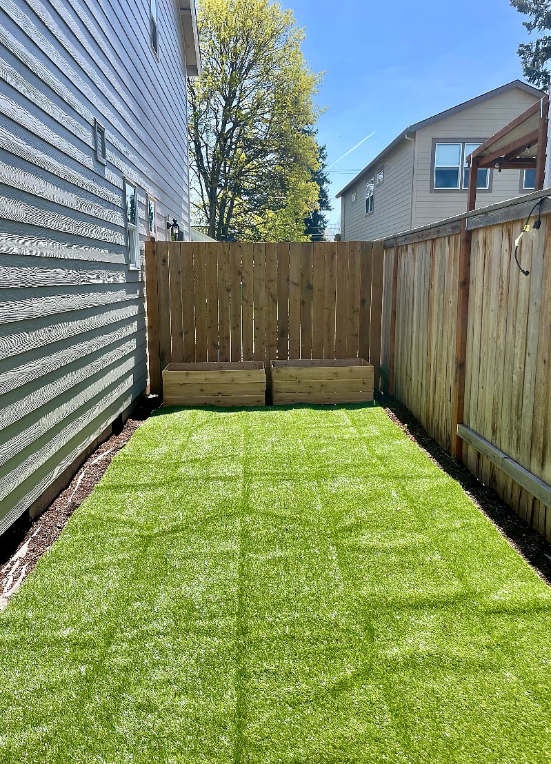 Garden space with cedar planter boxes