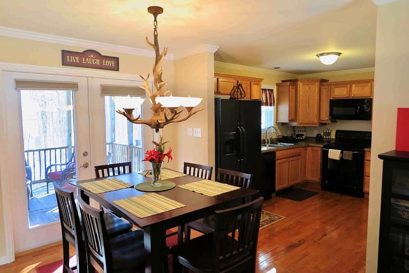 Relax with family and friends at our counter height dining table for six guest, capable of expanding to eight.