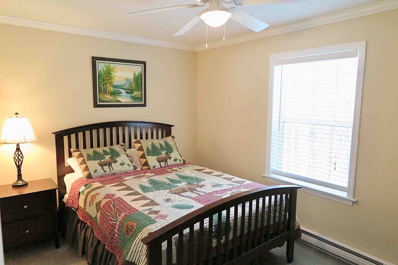 Our third bedroom features another comfortable queen size bed, large dresser, and generous sized closet. Each bedroom has it's own thermostat.