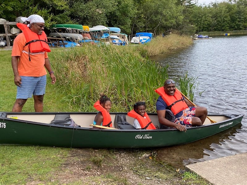 Have a water escape in Roamingwood Lake (the largest of the three lakes in The Hideout) in our 14.5' Old Town Canoe (free of charge, of course).
