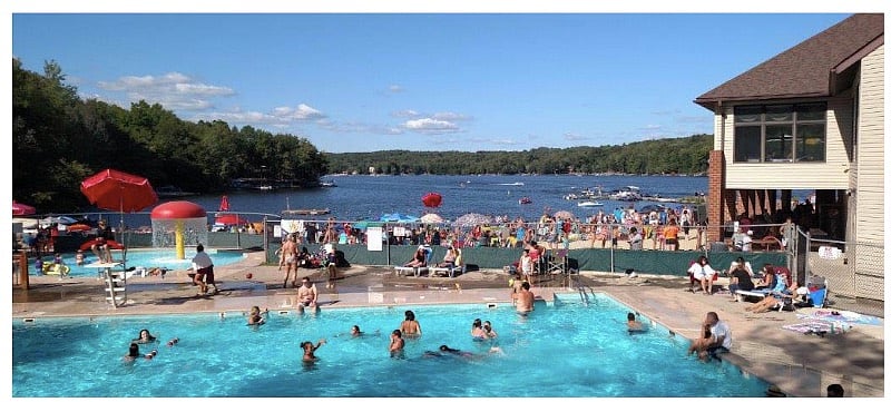 The Hideout is chock-full of amenities including one of our two pool (this one is in the South Gate) along with the first of our two man-made beaches.