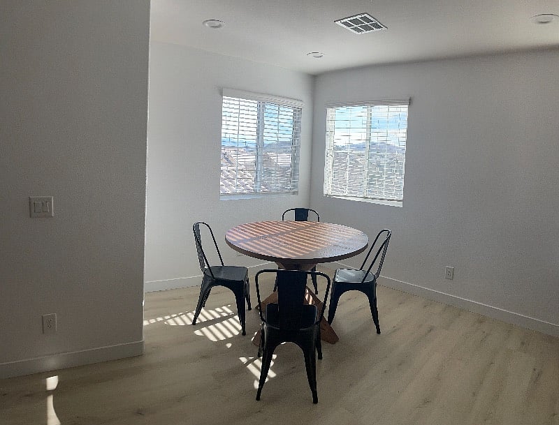 Dining area open to kitchen and living area 