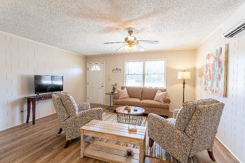 Cozy living room with a 55 smart TV for streaming your favorite shows