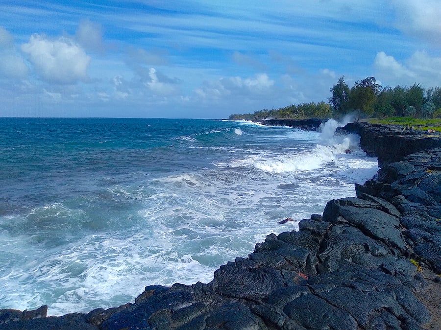 Nearby shoreline and sea cluffs