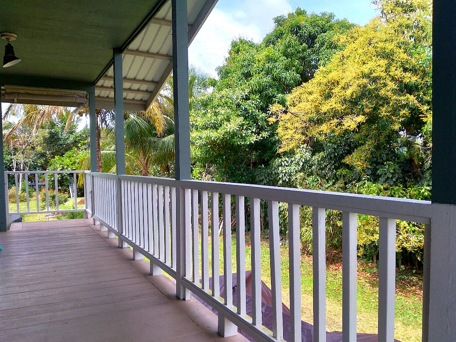 Front patio and view of back yard.