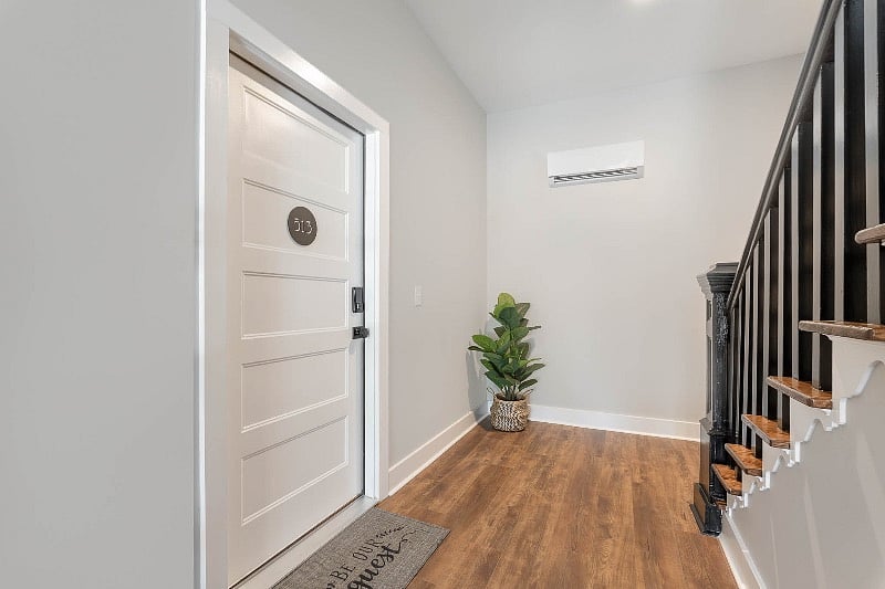 Once you walk into the building, your private condo will be downstairs on your left.