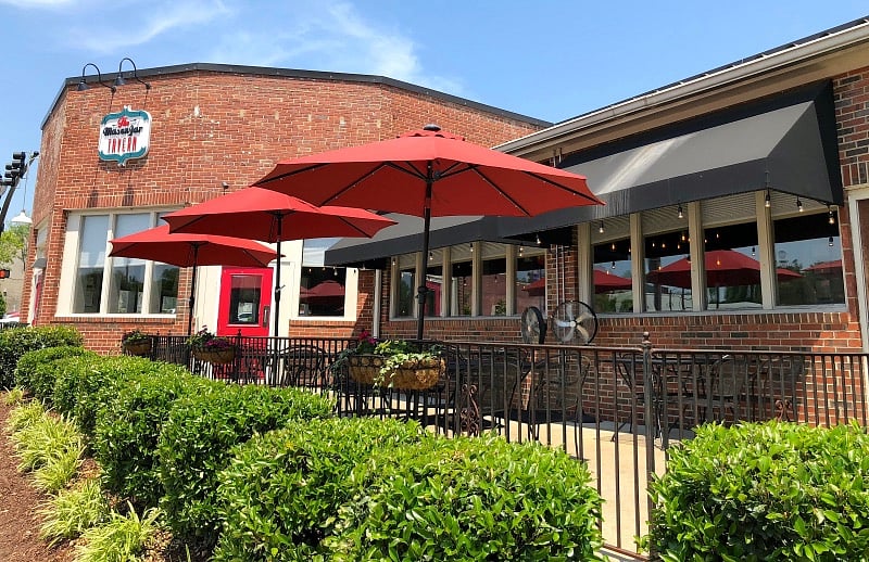 Sit on the outdoor patio at The Mason Jar restaurant and bar - just two blocks from the condos on South Main Street.