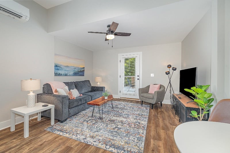 Cozy living room with 55" TV and direct access to your own private deck!