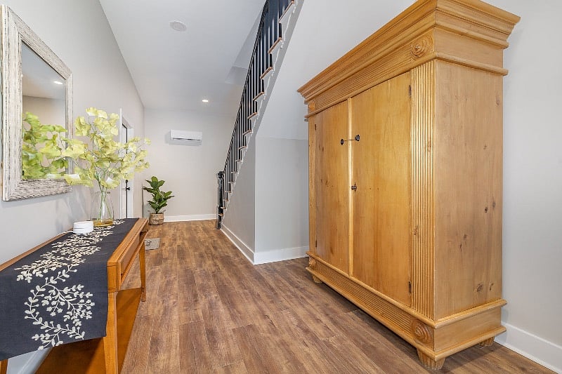Welcome to South Main Condos! This is your view as you step inside the front entrance. Four newly-renovated, one-bedroom, private condos - two on the 1st floor and two on the 2nd floor, just steps from downtown Fuquay Varina