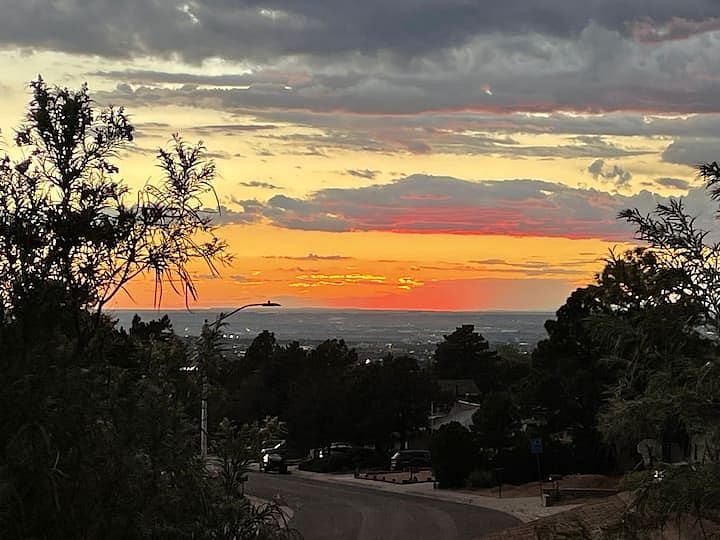 Sunset view of the city from the patio