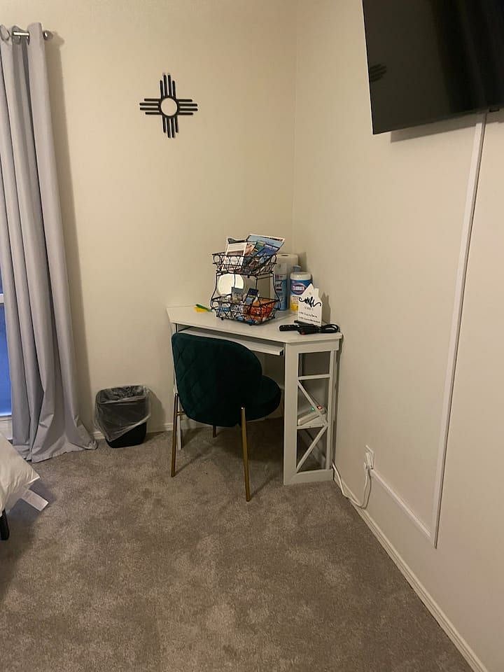 Desk with velvet chair