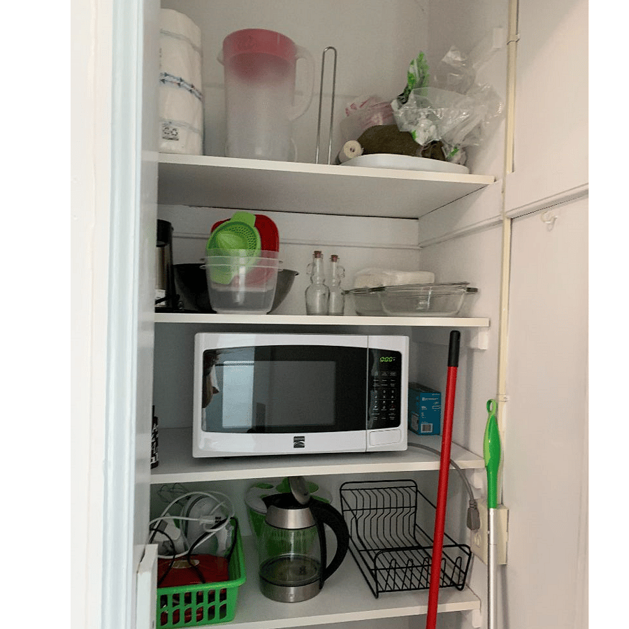 kitchen closet, microwave