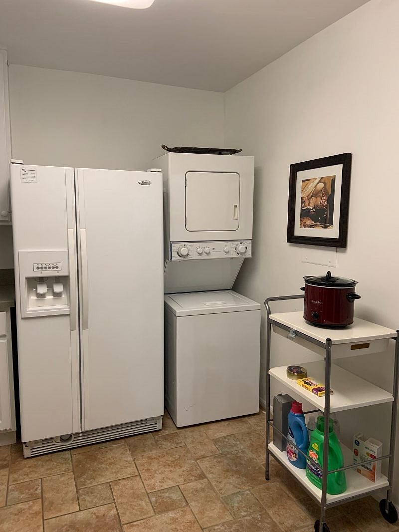 Washer and dryer in unit.