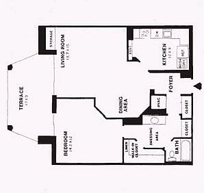 This is the unit' layout. 850 square feet with a unique design.