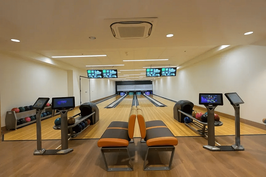 Free bowling room. Tenants have also established teams and meet weekly to compete. Fun!