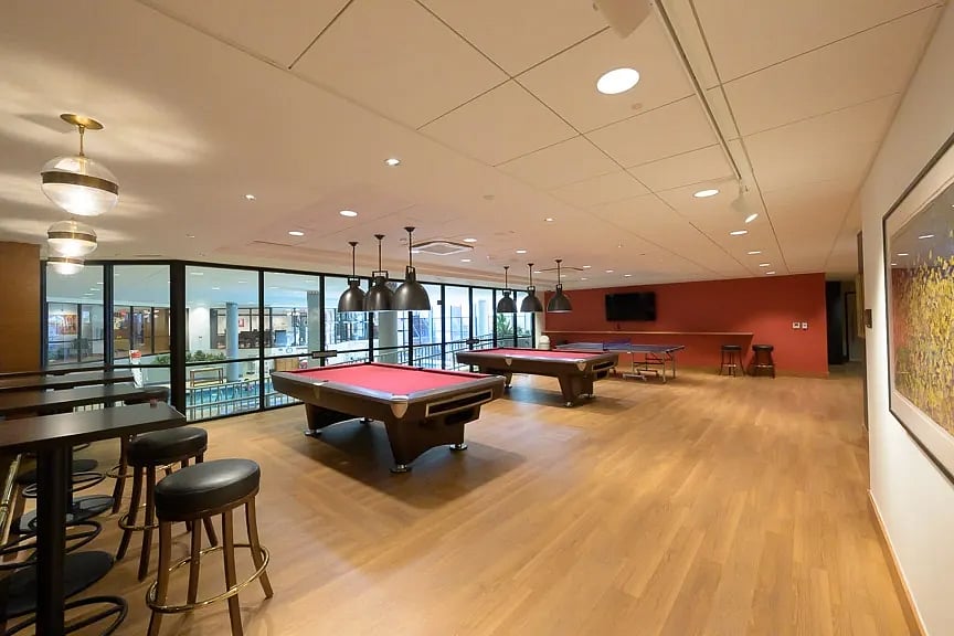 Free pools and hockey tables to entertain your guests.