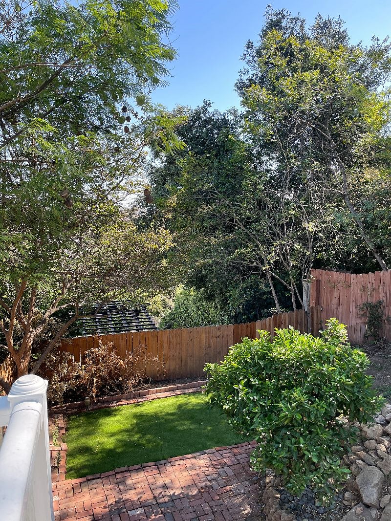 Private backyard with sunrise views. Perfect for yoga and working out.