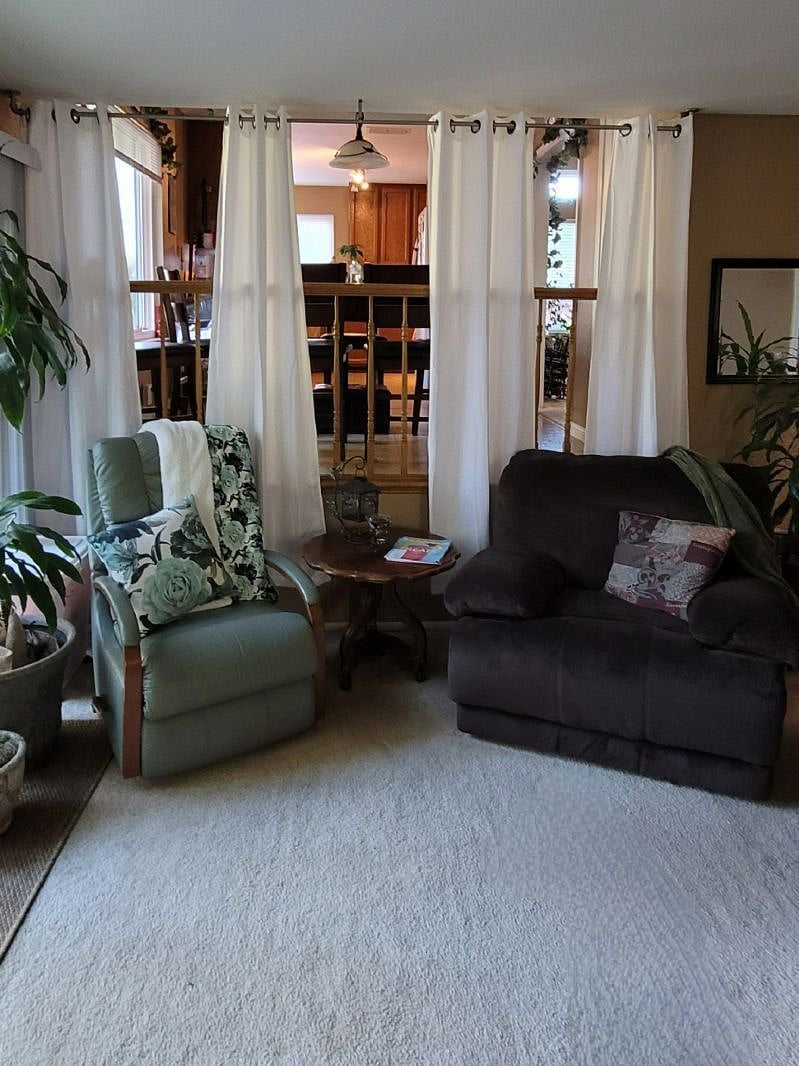 The curtains help provide a bit of privacy and can be closed or opened completely.