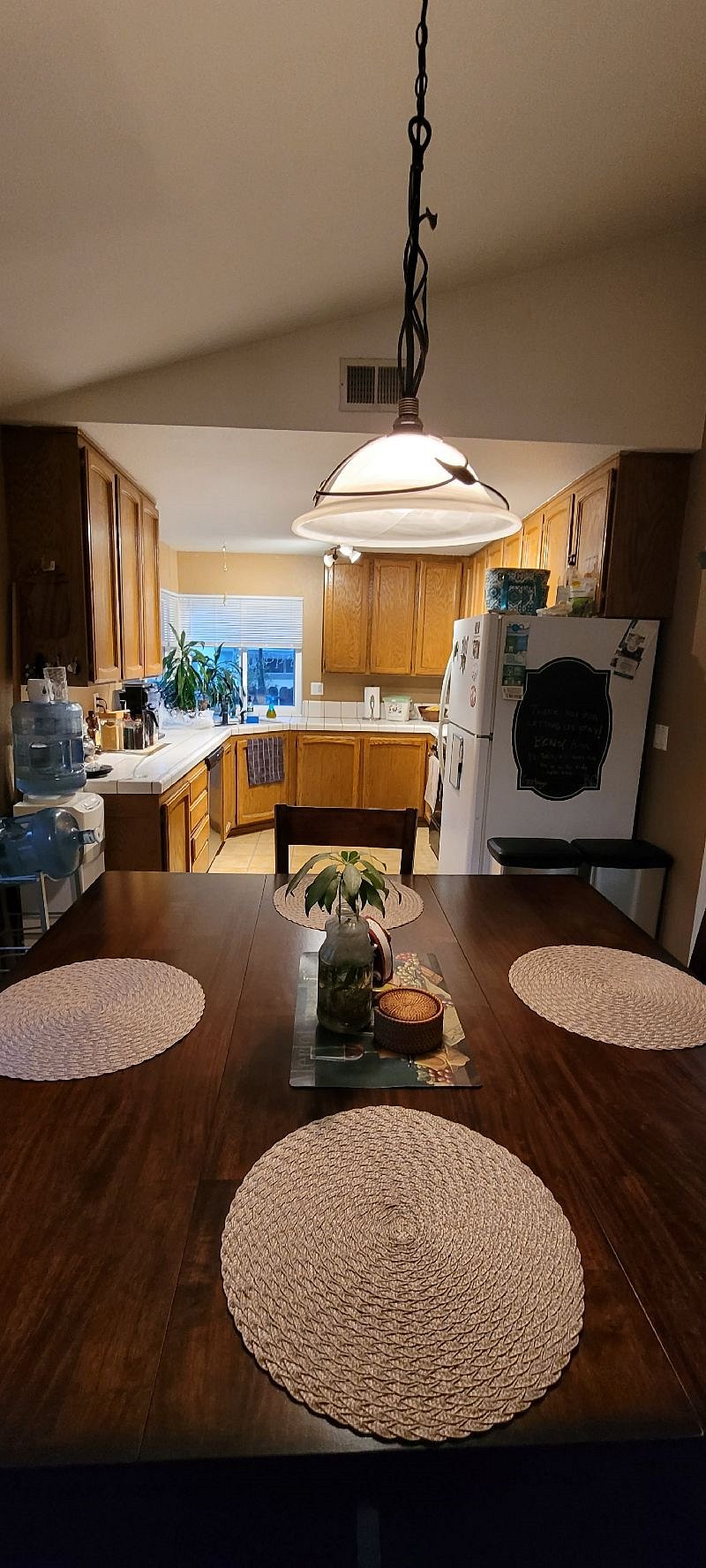 You have your own shelves in the fridge, freezer and a cupboard with your own dishes.
