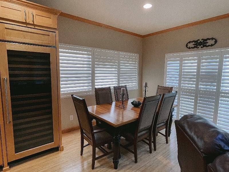 Dining table to seat 6 and a designated wine refrigerator.