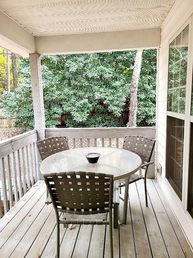 Back deck accessible from kitchen door.