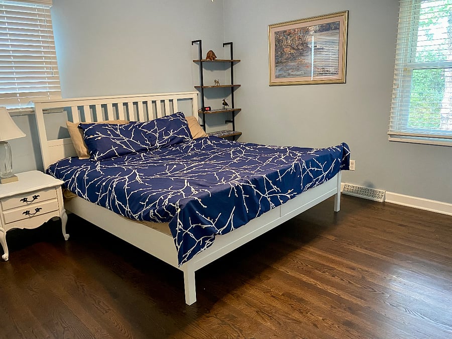 Master bedroom with attached bathroom