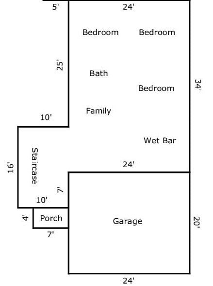 Downstairs 3 Bed/1Bath