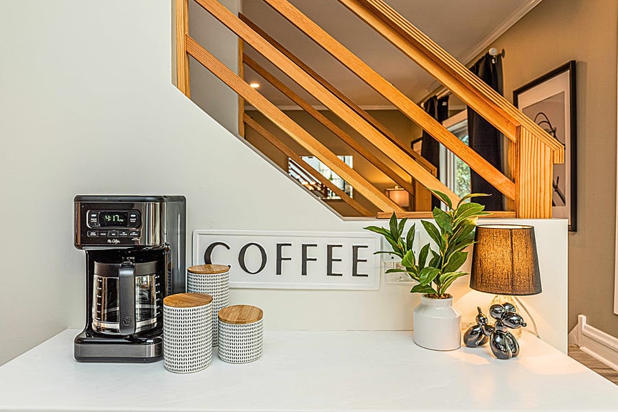 Brew your morning coffee here and enjoy it on the peaceful deck, or upstairs in the office with high-speed WiFi perfect for remote work.