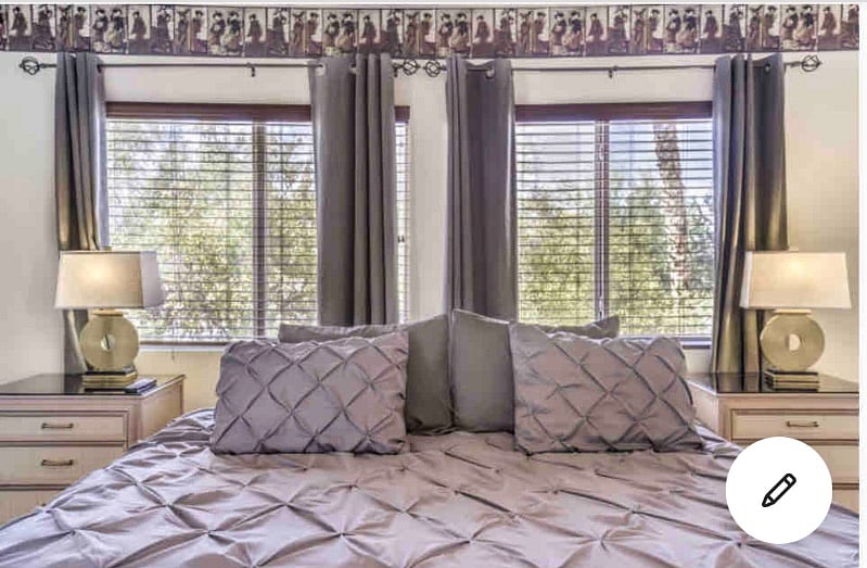 Master bedroom. Windows face backyard.