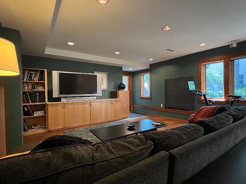 Family room with large TV.