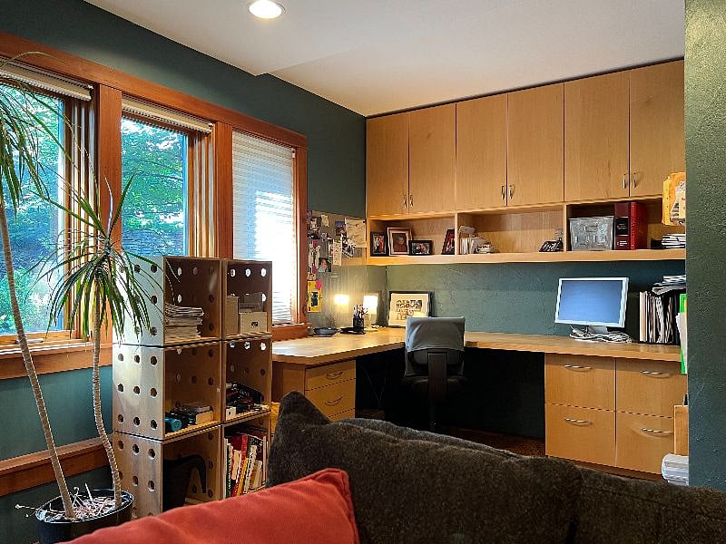 Office desk in family room.