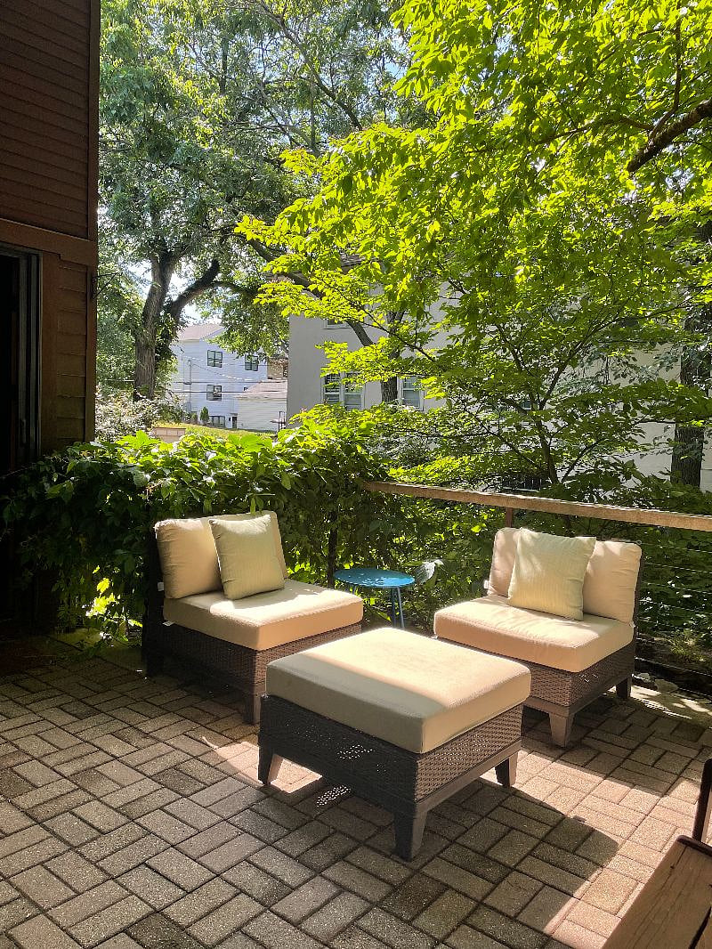 Front patio with seating.