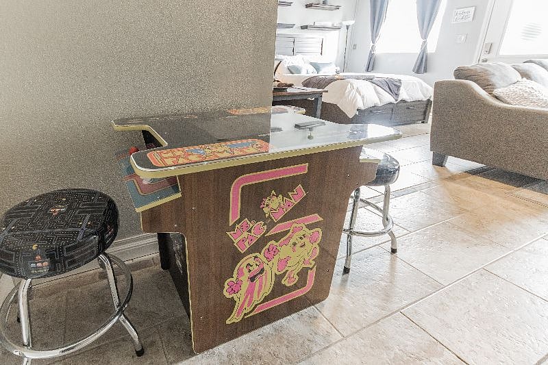 Mrs. Pacman machine ready for you to enjoy