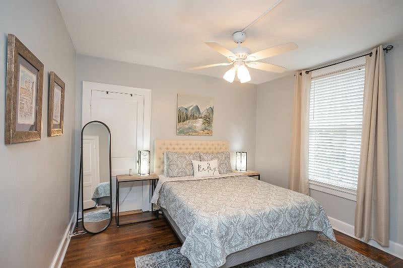 Bedroom #3 with queen bed, dresser, and closet